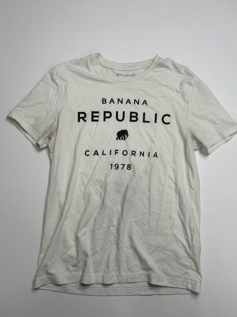 Banana Republic Eco T Shirt Mens M White California 1978 Elephant Graphic